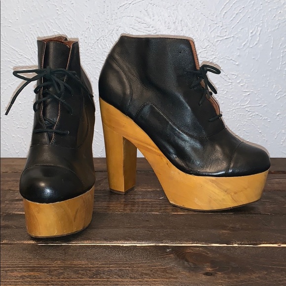 Leather Platform Heels - Picture 1 of 1